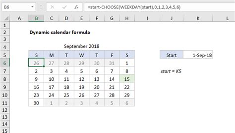 Excel Calendar Formula